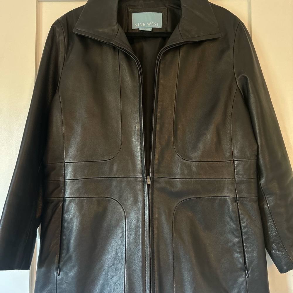 Nine West Black Leather Outerwear